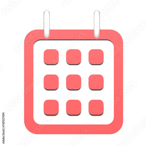 a pink calendar with eight squares on it