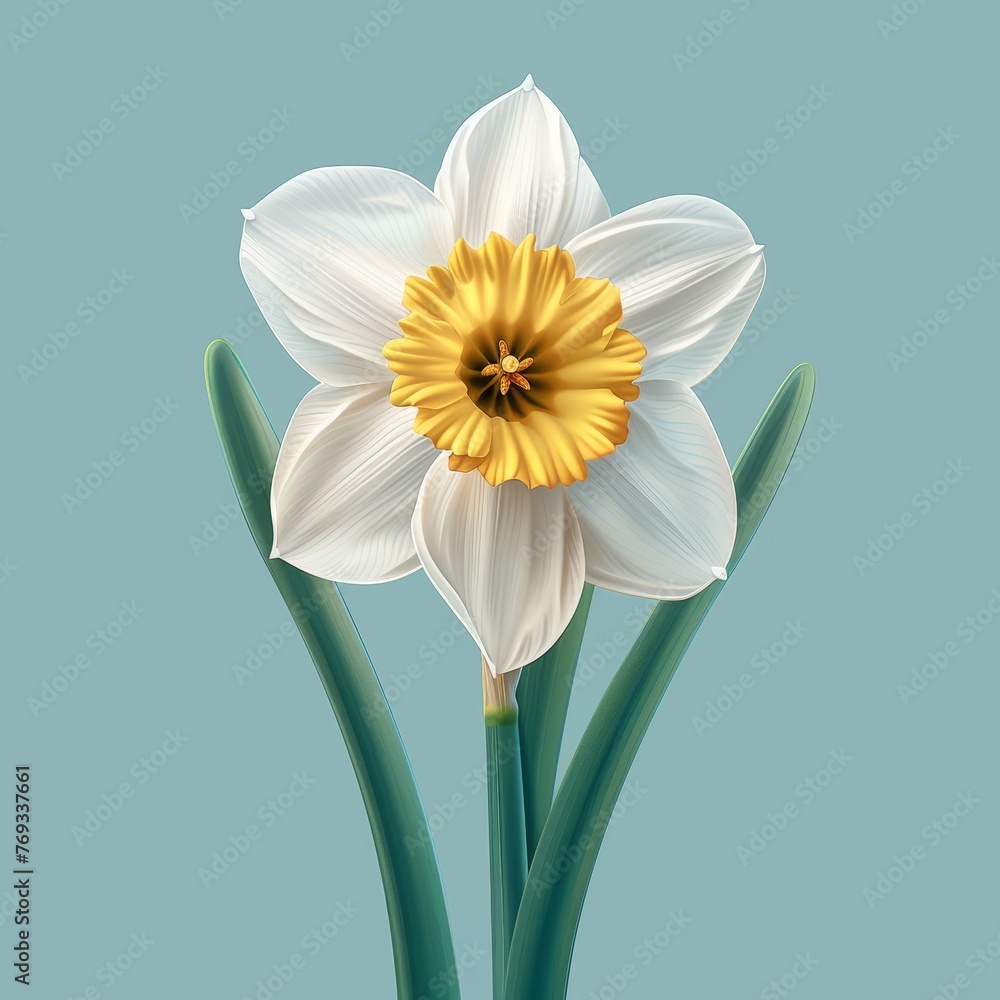 Fototapeta premium Flat Design, Beautiful Daffodil Flower Illustration, Vector Style.