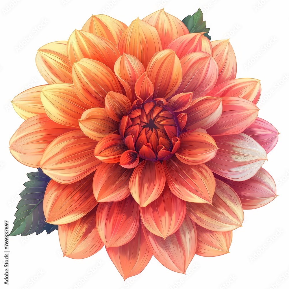 Flat Design, Beautiful Dahlia Flower Illustration, Vector Style. Flat Design, Beautiful Dahlia Flower Illustration, Vector Style.