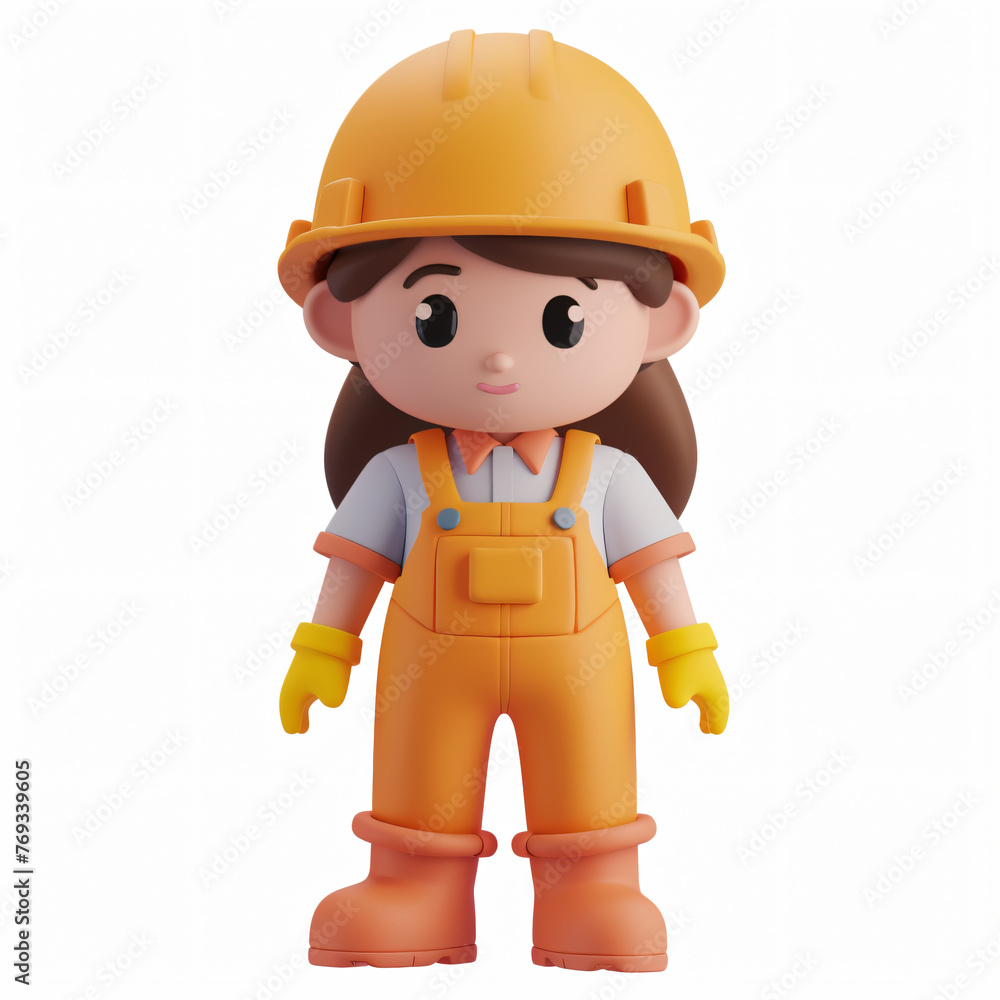 3d render icon of girl workers cartoon plastic generated AI 3d render icon of girl workers cartoon plastic generated AI