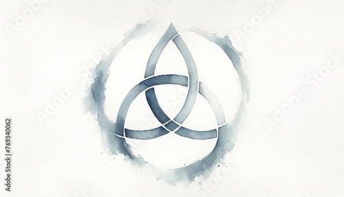 Triquetra. Holy Trinity symbol. Sacred geometry symbol on white background. Vector illustration. Watercolor style.