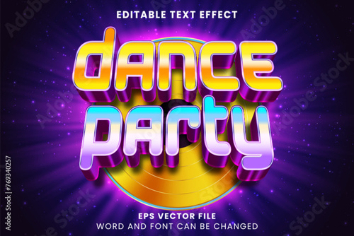 Dance party neon glow editable text effect. Retro neon text style