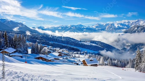create an image for a blog post on a website, make it rectangular , about wintersport in Flachau Asutria  photo