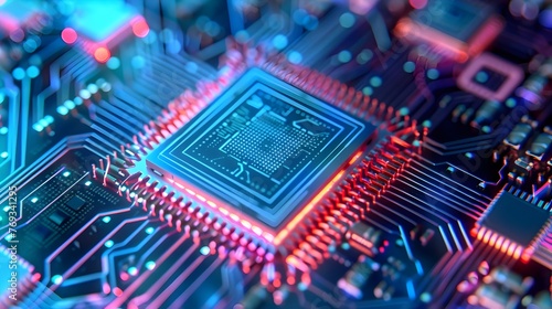 Intricate Photonic Integrated Circuit Showcasing Light Based Computing Advancements photo