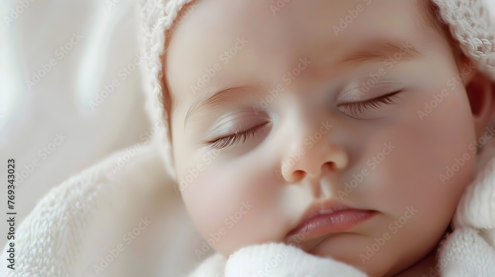 Peaceful Newborn Baby s Close up Portrait Capturing the Tenderness and Wonder of New Life
