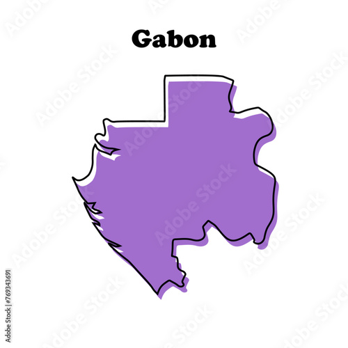 Stylized simple red outline map of Gabon