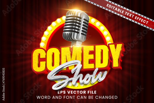 Comedy show editable vector text effect. Stand up comedy text style photo