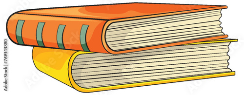 Two books stacked with vibrant covers