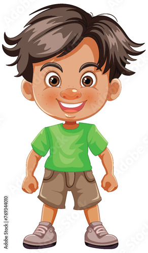 Cheerful young boy smiling in casual clothes