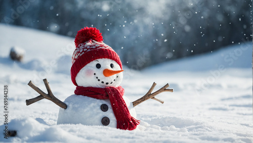 Happy snowman during the winter  © rouda100