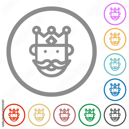 King avatar outline flat icons with outlines