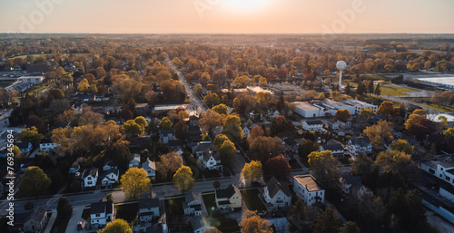 aerial view of a small town (grafton, wisconsin)