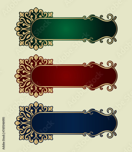 vintage border ornament, 3 color variants