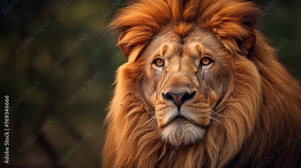 Majestic lion with golden mane in natural habitat