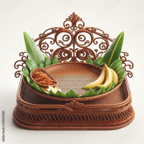 rattan plate display for asian food culture