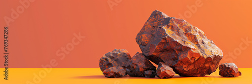 Copper Iron Ore Boulders Isolated on Background