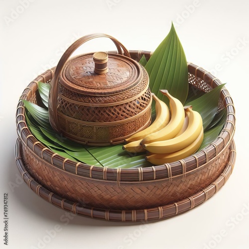 rattan plate display for asian food culture
