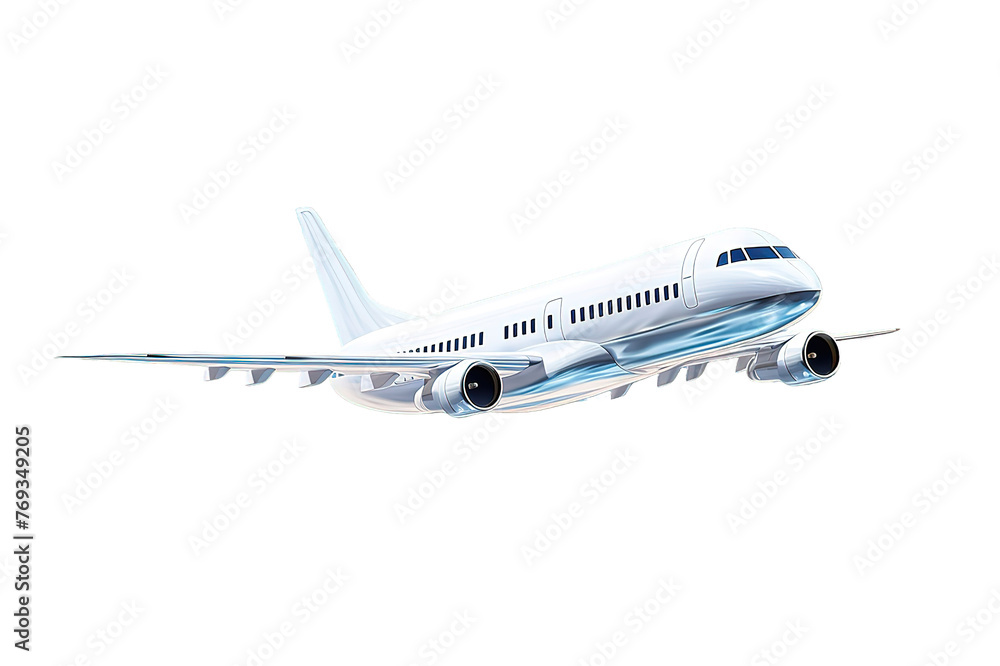 aero plane 3d modelling isolated on PNG Background. Generative Ai.