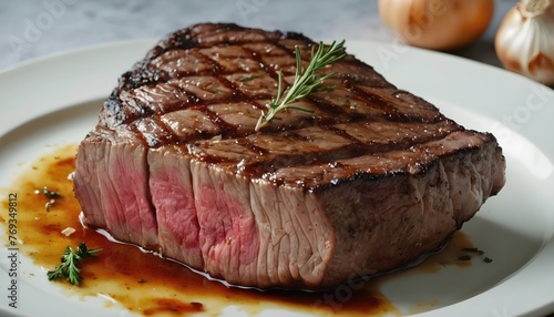 Beef Eye Rib Steak Pan-Seared with Garlic, Butter, Thyme