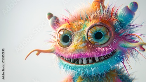 gentle gaze: the pastel monster with a toothy smile