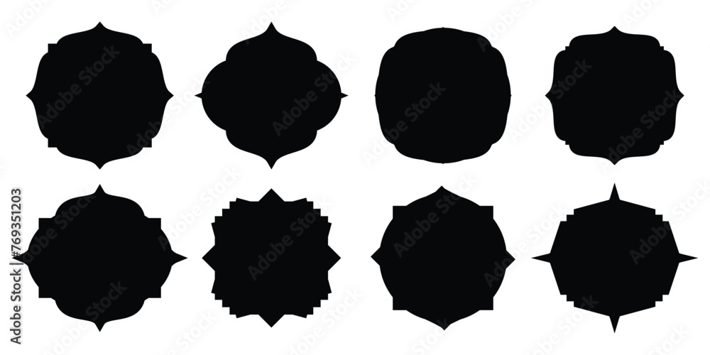 Islamic vector shape of a window or door arch. Arab frame set. Ramadan Kareem silhouette icon.  Elegant Islamic frame shape. Vector design Set.
 - obrazy, fototapety, plakaty 