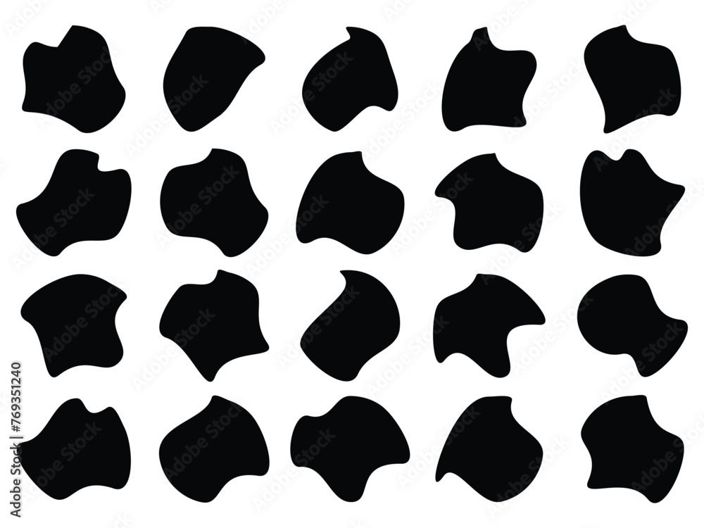 Fototapeta premium Blob shape organic, vector illustration set. Collection from abstract forms for design and paint. Black and white minimal forms isolated on white background