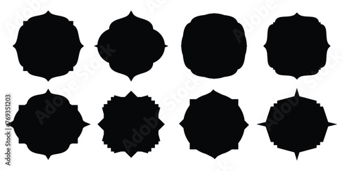Islamic vector shape of a window or door arch. Arab frame set. Ramadan Kareem silhouette icon. Elegant Islamic frame shape. Vector design Set. 