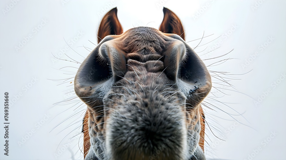 whiskered whispers: a curious encounter with a horse's nose - obrazy, fototapety, plakaty 