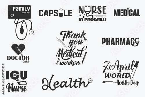 Medical And HealthCare Iconic Logo Design Bundle, Healthcare Emblem Design, MediBrand Logo Creation, Medical Identity Symbol, Wellness Logo Concept, Clinic Logo Design Inspiration, Hospital Logo photo