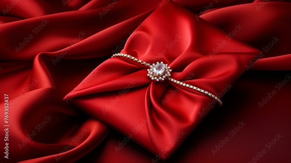 pearl necklace on red silk background pearl necklace on red silk background