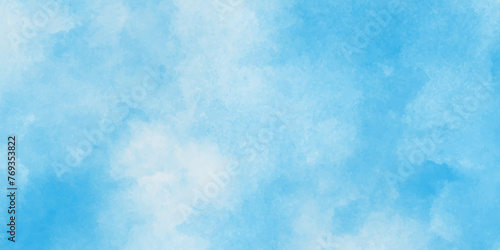 Natural and cloudy Blue and white colors clouds, polished and cloudy painted light blue clouds watercolor background, The summer is colorful clearing day Good weather with natural clouds.