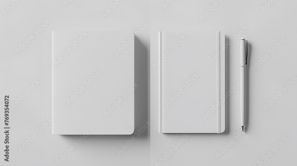Blank A4 photorealistic brochure mockup on light grey background. Blank A4 photorealistic brochure mockup on light grey background.