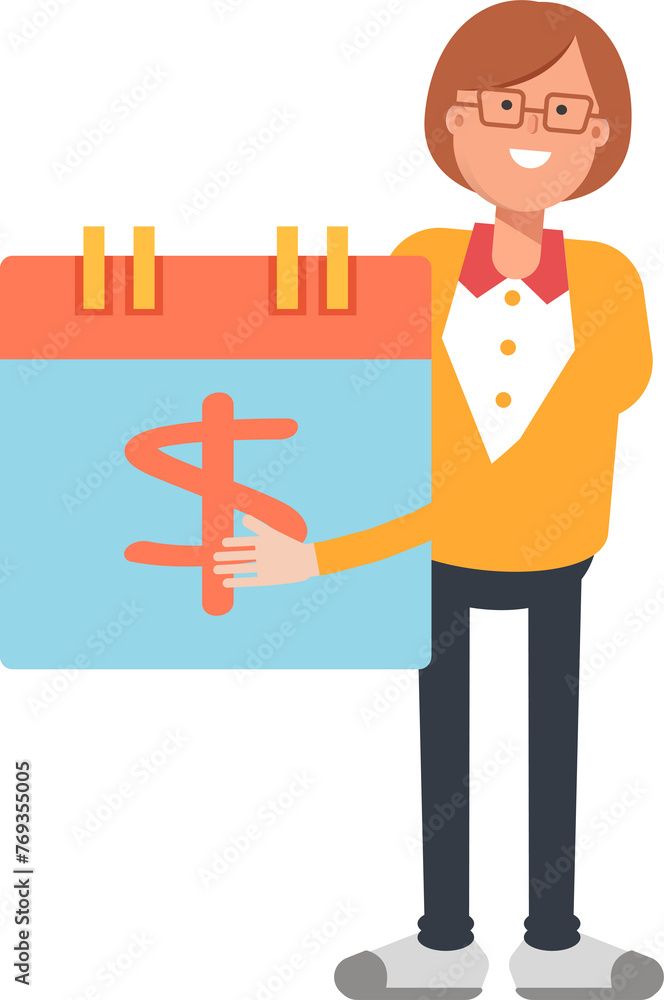 Office Woman Character and Payment Date Calendar
Office Woman Character and Payment Date Calendar