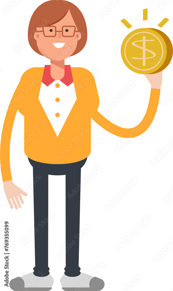 Office Woman Character Holding Dollar Coin
Office Woman Character Holding Dollar Coin