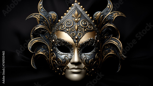 A blue and gold masquerade mask with gold leaves and leaves  Beautiful masquerade carnival face mask with royal metallic finish colors and intricate design works