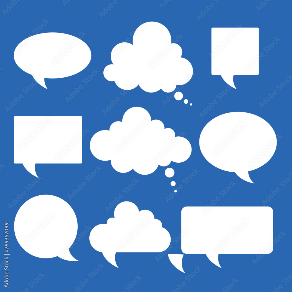Blank empty white speech bubbles, Vector speech clouds chat bubble icon. Vector illustration Blank empty white speech bubbles, Vector speech clouds chat bubble icon. Vector illustration