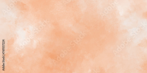 Paint leaks and ombre effects orange watercolor texture, Pink and orange light background with grunge effect, Old paper texture with stains and scratches, Hand painted abstract cloud texture. photo