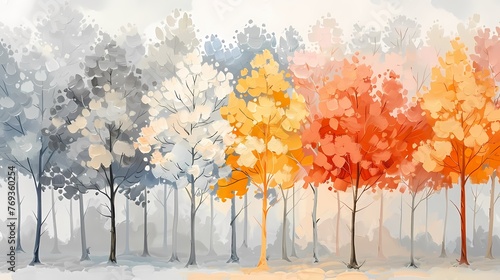 Autumn landscape oil painting illustration abstract decorative painting background