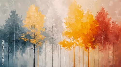 Autumn landscape oil painting illustration abstract decorative painting background