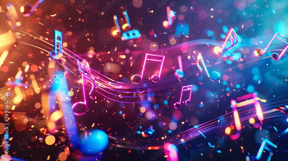 Abstract Musical Background: Colored Notes Composition Abstract Musical Background: Colored Notes Composition