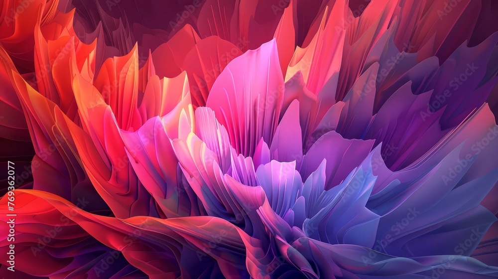Bright fractal formations resemble colorful petals unfurling, background, wallpaper - obrazy, fototapety, plakaty 