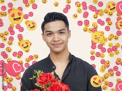 Fotografie A popular influencer garnering love and heart eye emojis signifying overwhelming fan affection and support online or on social media platforms