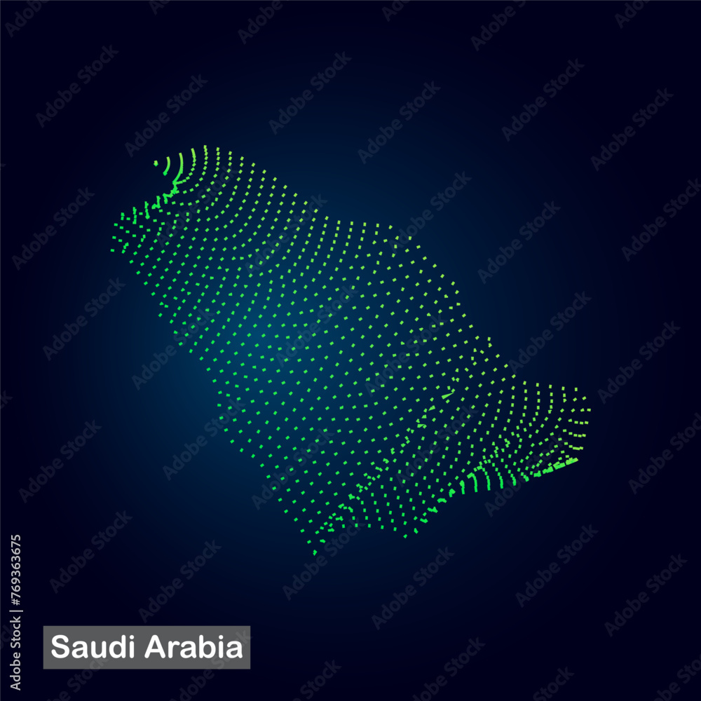 Creative style map of Saudi Arabia abstract vector illustration isolated on dark background - EPS 10