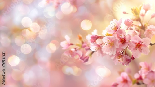 Vibrant pink sakura cherry blossoms in full bloom, representing spring and natural beauty, perfect for seasonal designs and floral themes. © mashimara