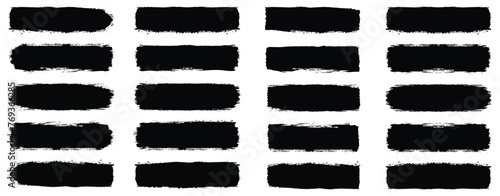set of grunge black paint, ink brush strokes. brush collection isolated on white background. Trendy brush stroke for black ink paint,grunge backdrop, dirt banner,watercolor design and dirty texture. photo