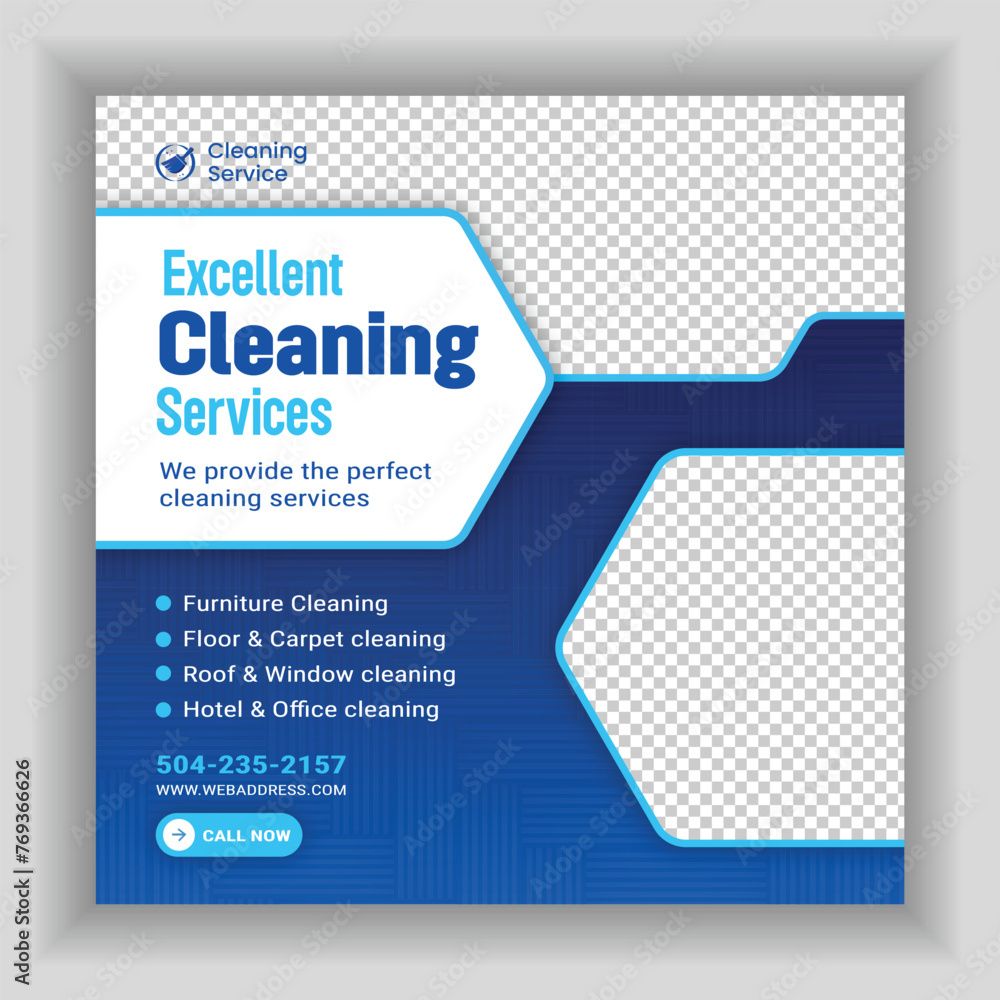 Obraz premium Vector cleaning service square flyer social media post and Instagram banner design template