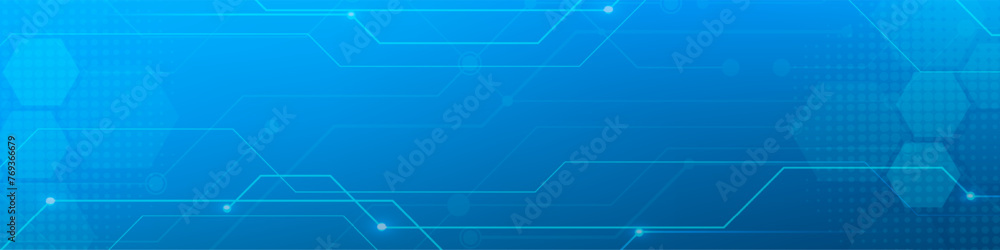 Blue Digital technology banner. Futuristic banner for various design projects such as websites, presentations, print materials, social media posts