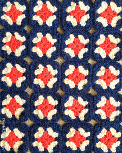 red, white and blue crochet granny squares pattern 