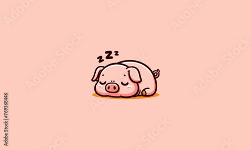 pig sleep vector illustration mascot design