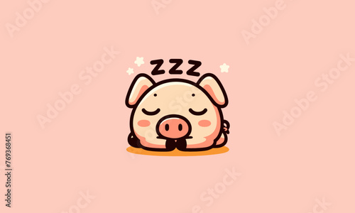 pig sleep vector illustration mascot design